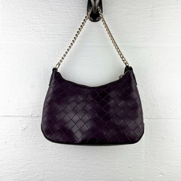 Victoria's Secret Genuine Leather Shoulder Bag – Purple Patchwork, Gold Chain‎ - Picture 5 of 8